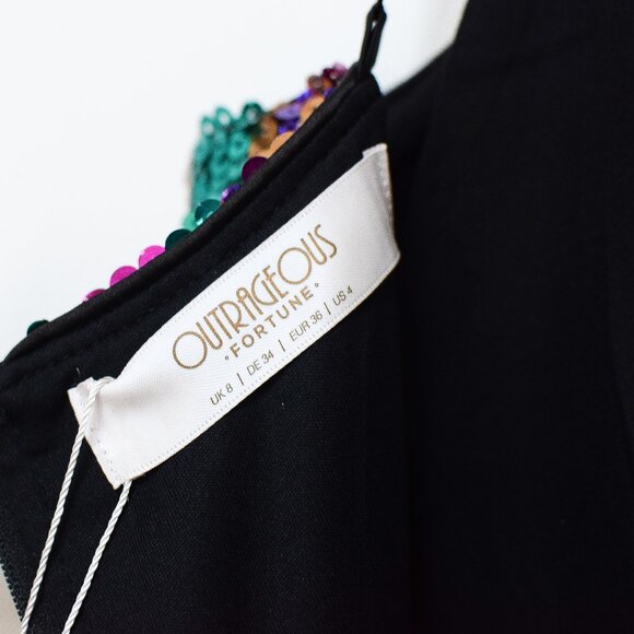 NWT ASOS Outrageous Fortune Rainbow Sequin Jumpsuit Straight Leg Size 4 Party - Picture 12 of 13